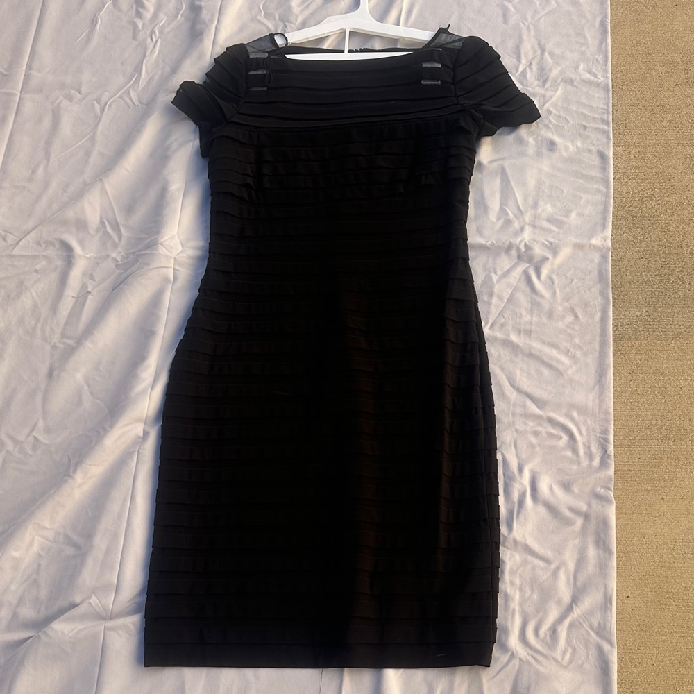 Adrianna Papell Black Tiered Mini Dress